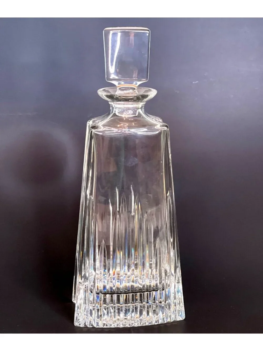 Vintage Art Deco Style Faceted Cut Crystal Glass Liquor Decanter and Stopper 12